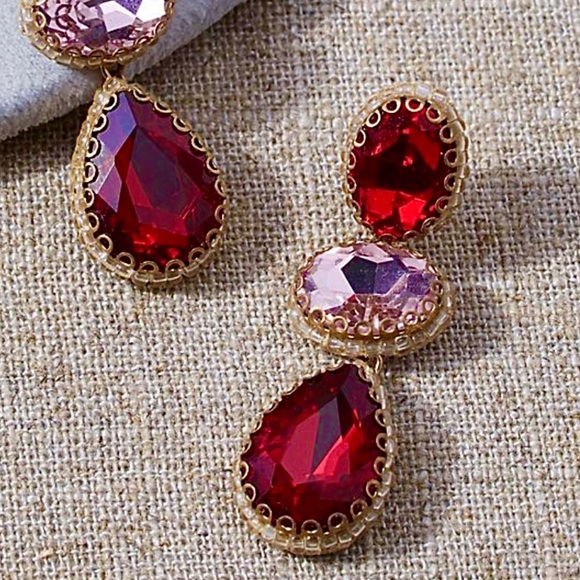 NWT Anthropologie Deepa Beaded Red & Pink Crystal Chandeliers - Picture 4 of 10